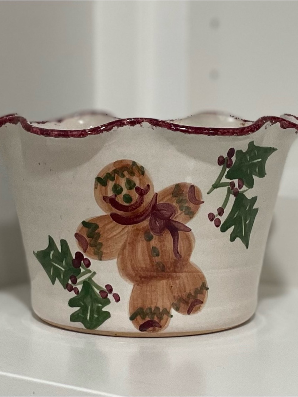 Nichols Pottery Gingerbread Man Bowl Planter Christmas Farmhouse Cottagecore
